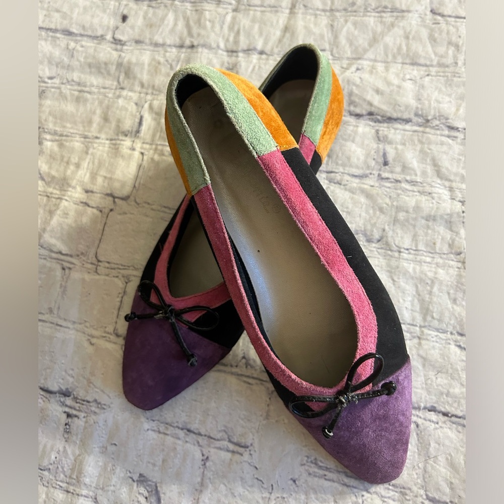 ANNIE COLOR BLOCK VTG FLATS WITH BOW TOE LEATHER SUEDE UPPERS WOMEN’S SIZE 8.5 - Picture 11 of 11